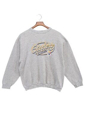 Vtg 90s LogoAthletic Pittsburgh Steelers Sweatshirt Mens Grey Embroidered Sz XL